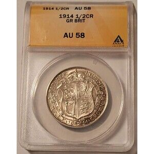 Great Britain George V 1914 Silver Half Crown AU58 ANACS